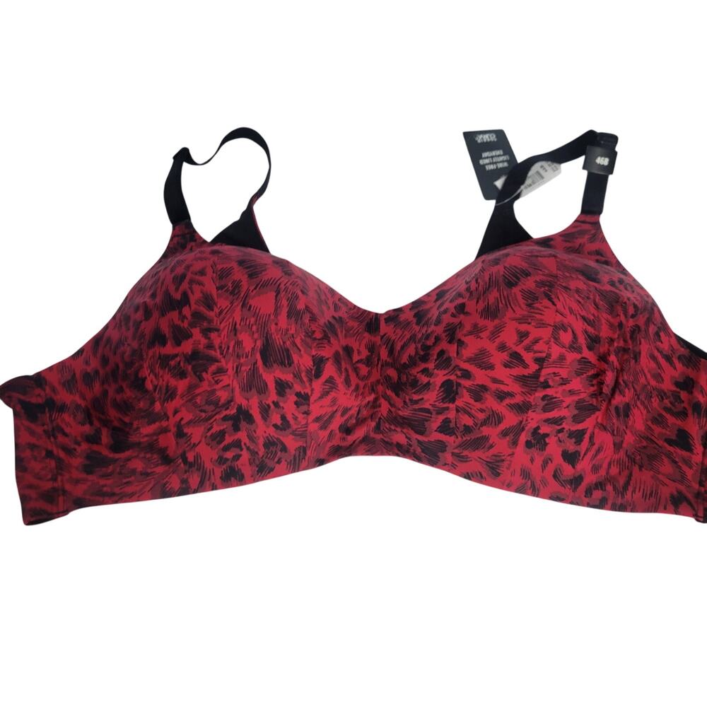Torrid Curve Wire Free Lightly Padded Red Animal Print Bra Size 46B NWT 72526-89